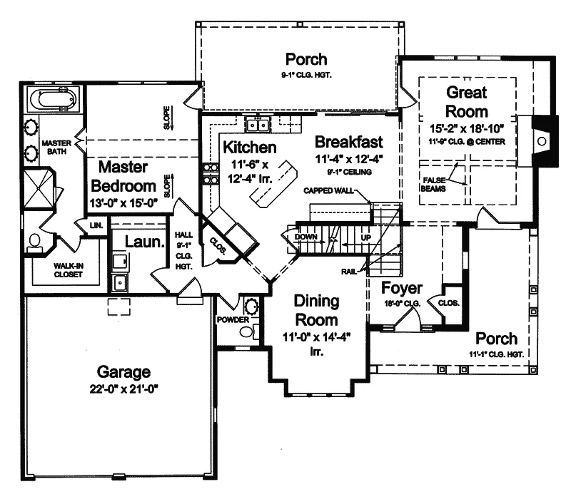 Rustic House Plan First Floor - Osage Ridge Craftsman Home 065D-0320 - Shop House Plans and More