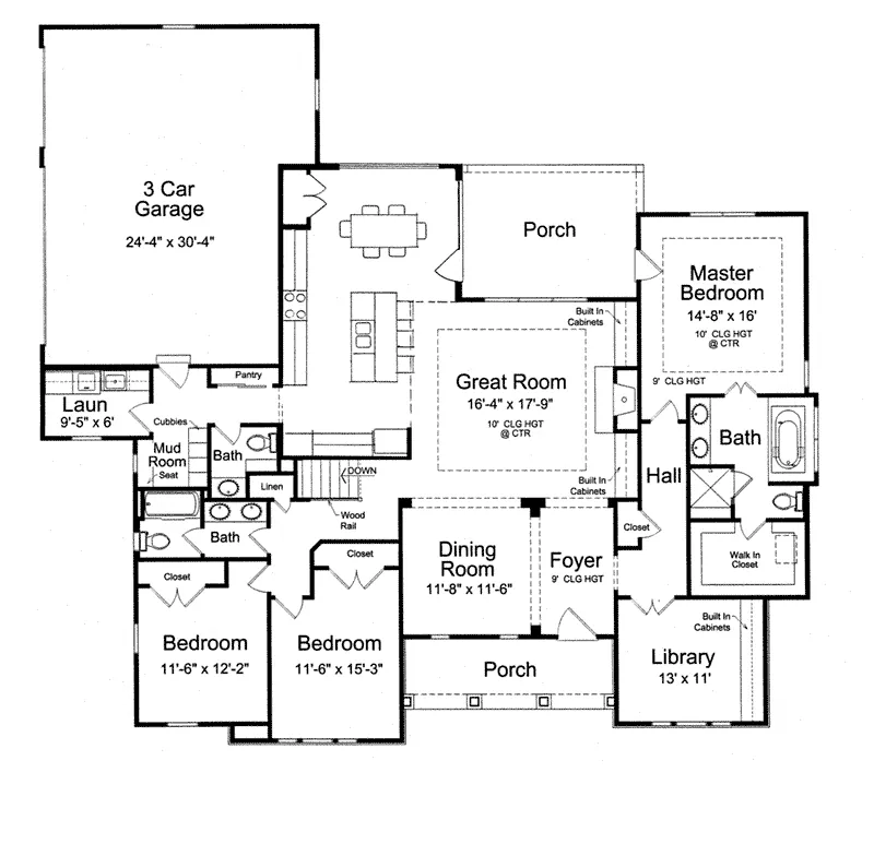 Craftsman House Plan First Floor - Kenwood Park Ranch Home 065D-0372 - Search House Plans and More