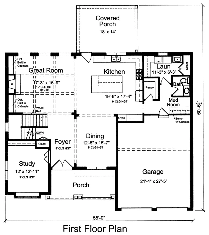 Shingle House Plan First Floor - Tillman Traditional Home 065D-0385 - Shop House Plans and More