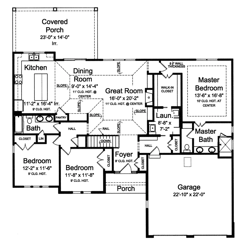 Ranch House Plan First Floor - Weldon Craftsman Ranch Home 065D-0398 - Shop House Plans and More
