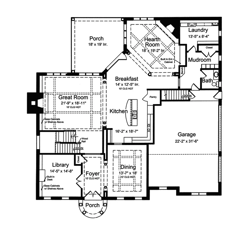 Luxury House Plan First Floor - Ellsworth Hall Two-Story Home 065S-0032 - Search House Plans and More
