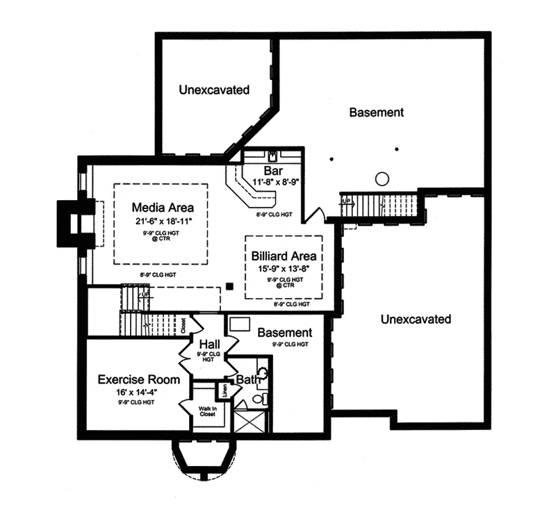 Luxury House Plan Lower Level Floor - Ellsworth Hall Two-Story Home 065S-0032 - Search House Plans and More