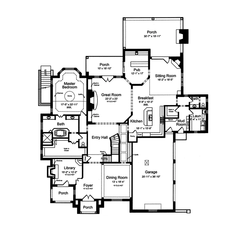Country French House Plan First Floor - Chateau Luxe Country French Home 065S-0033 - Search House Plans and More