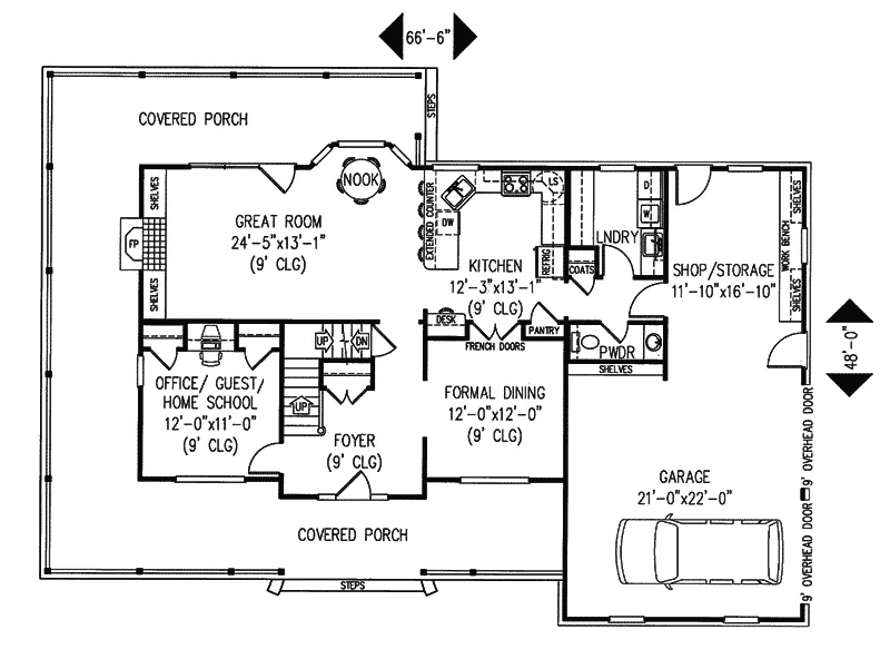 Traditional House Plan First Floor - Hemlock Country Farmhouse 067D-0009 - Search House Plans and More