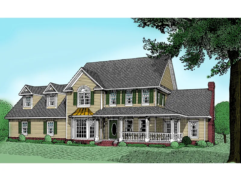 Country Style Two-Story With Wrap-Around Porch In Grand Victorian Style