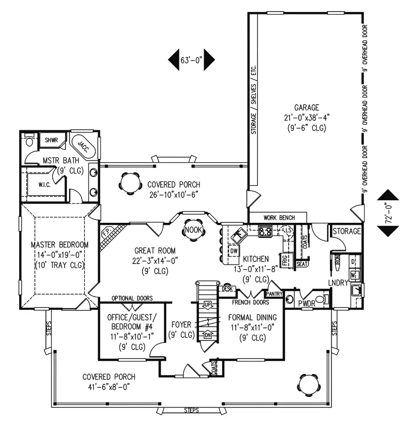 Traditional House Plan First Floor - Persimmon Place Farmhouse 067D-0017 - Shop House Plans and More
