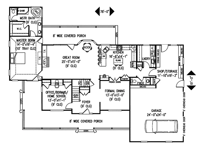 Country Home Plan First Floor 067D-0022