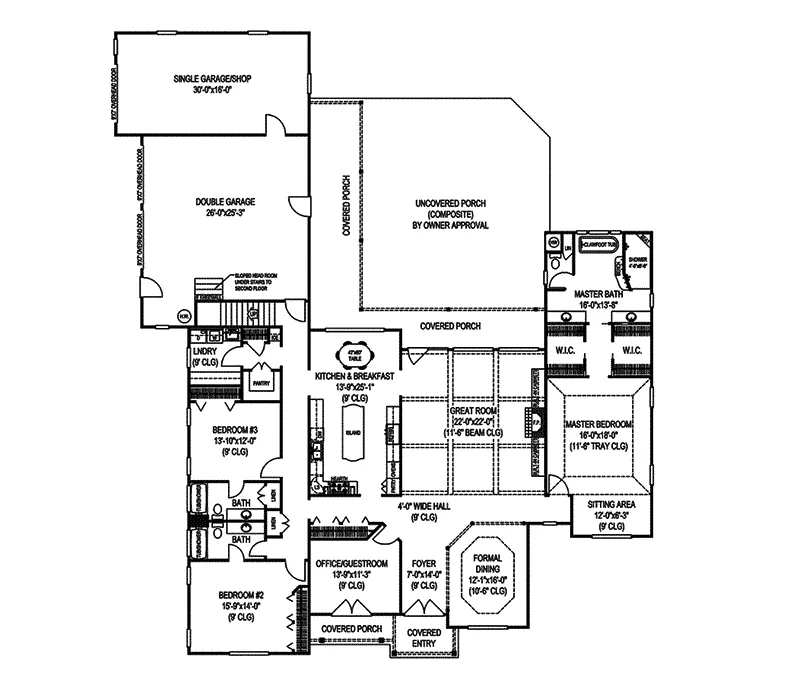Craftsman House Plan First Floor - Parc Orleans Luxury Home 067S-0003 - Shop House Plans and More