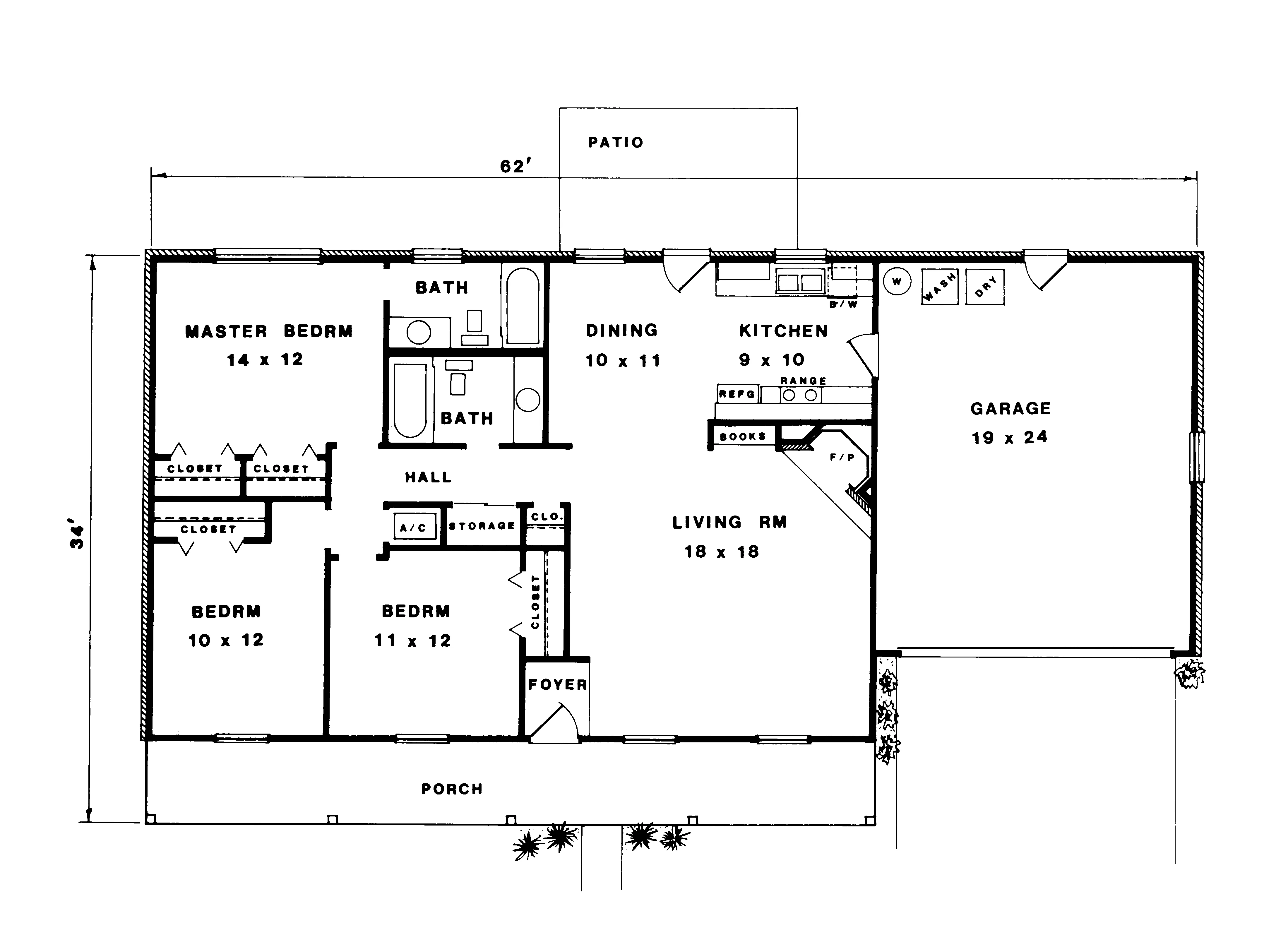 Ranch House Plan First Floor - Schiller Country Ranch Home 069D-0004 - Shop House Plans and More