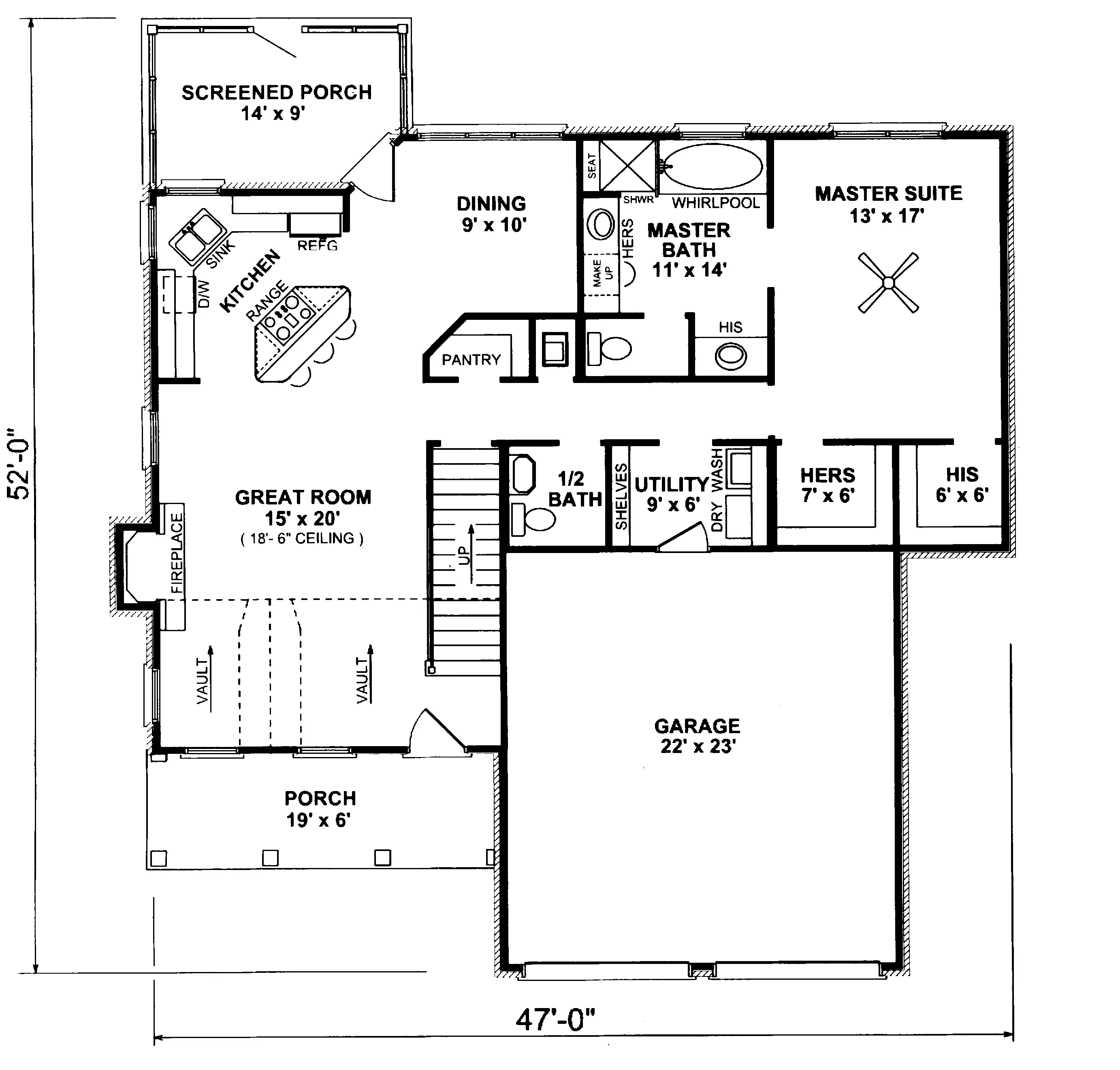 Traditional House Plan First Floor - Parkcliff Country Home 069D-0015 - Shop House Plans and More