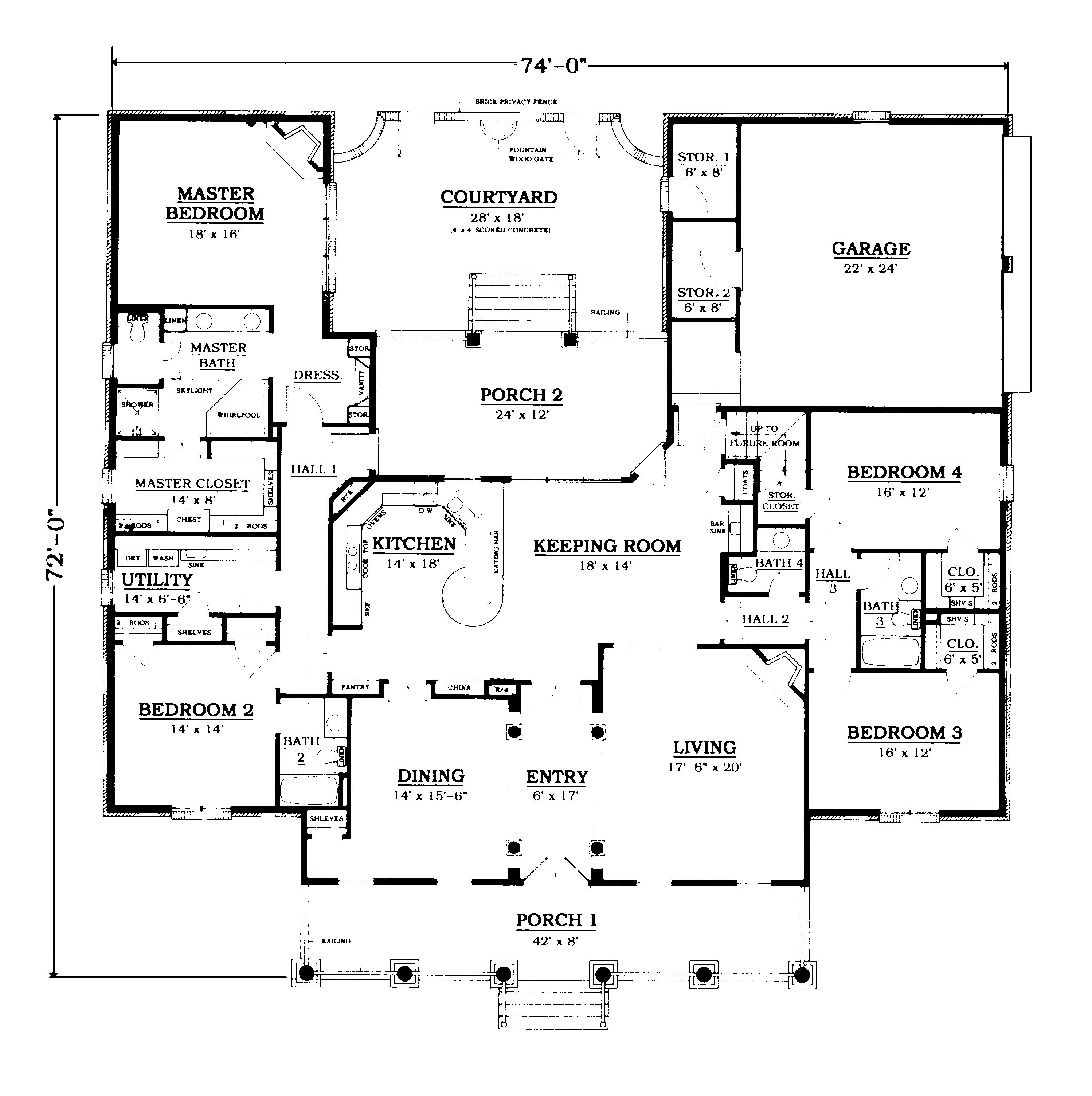 Traditional House Plan First Floor - Bethel Manor Country Home 069D-0025 - Search House Plans and More