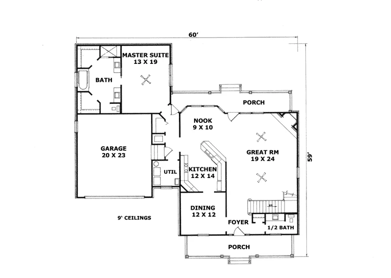 Country House Plan First Floor - Goodwyn Cape Cod Style Home 069D-0067 - Search House Plans and More