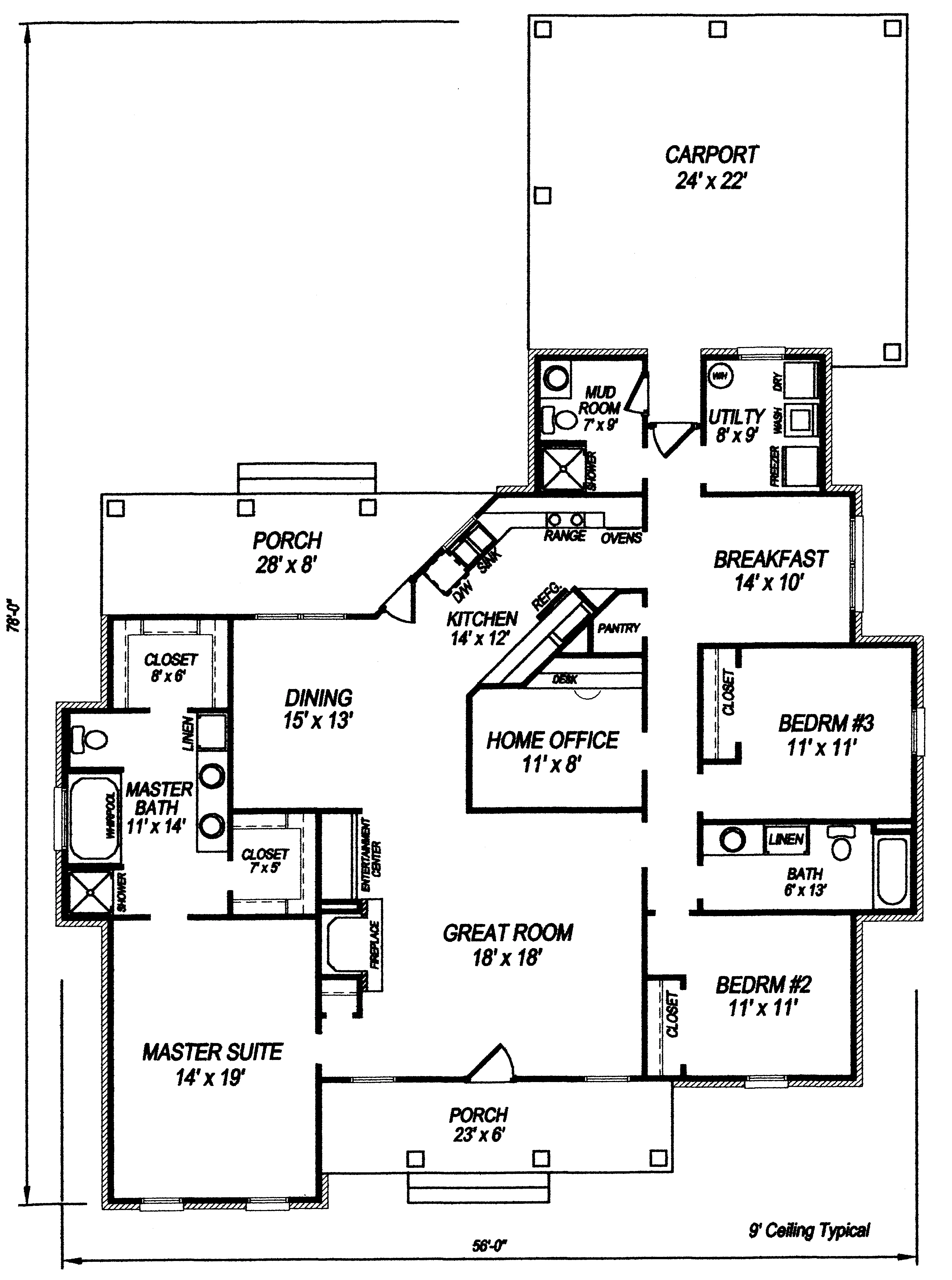 Country House Plan First Floor - Brookshire Country Ranch Home 069D-0090 - Search House Plans and More