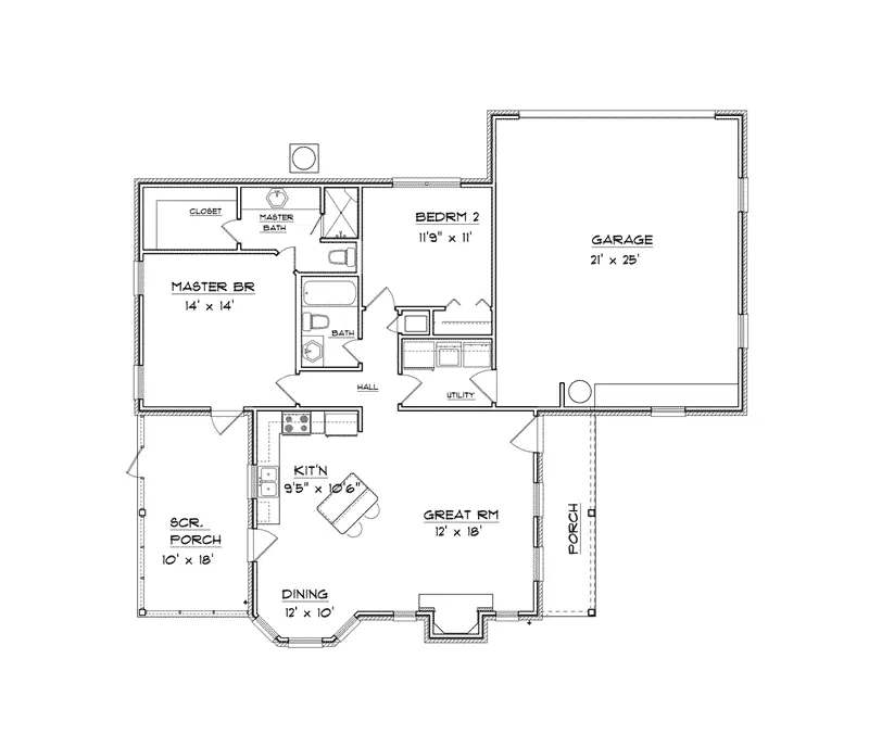 Ranch House Plan First Floor - Crestview Hill Ranch Home 069D-0118 - Search House Plans and More