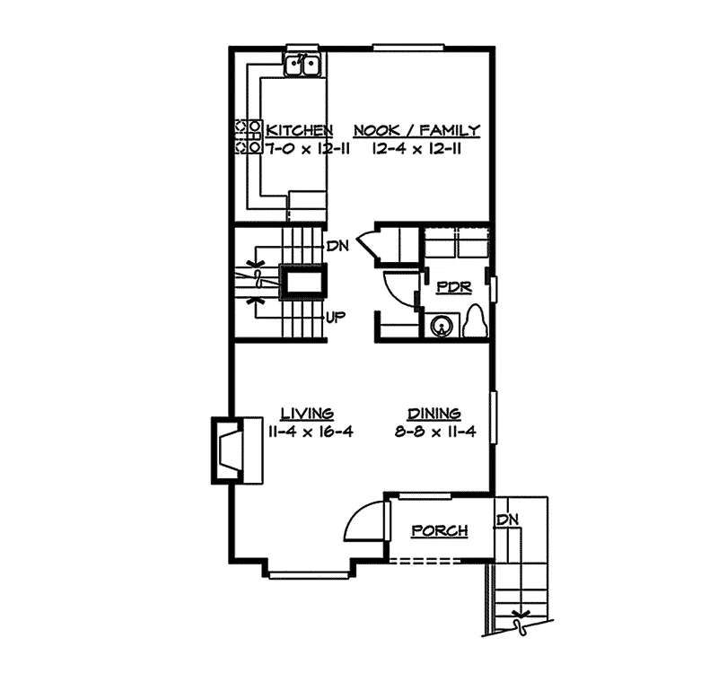 Lowcountry House Plan First Floor - Hinson Hill Narrow Lot Home 071D-0017 - Search House Plans and More