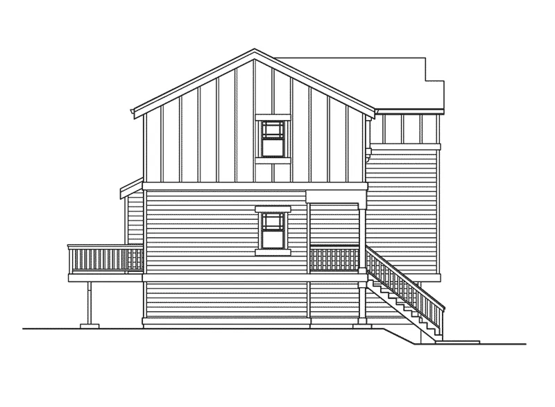 Tudor House Plan Left Elevation - Narrow House with Front Garage | Tall Narrow House Plan