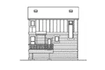 Tudor House Plan Rear Elevation - Narrow House with Front Garage | Tall Narrow House Plan