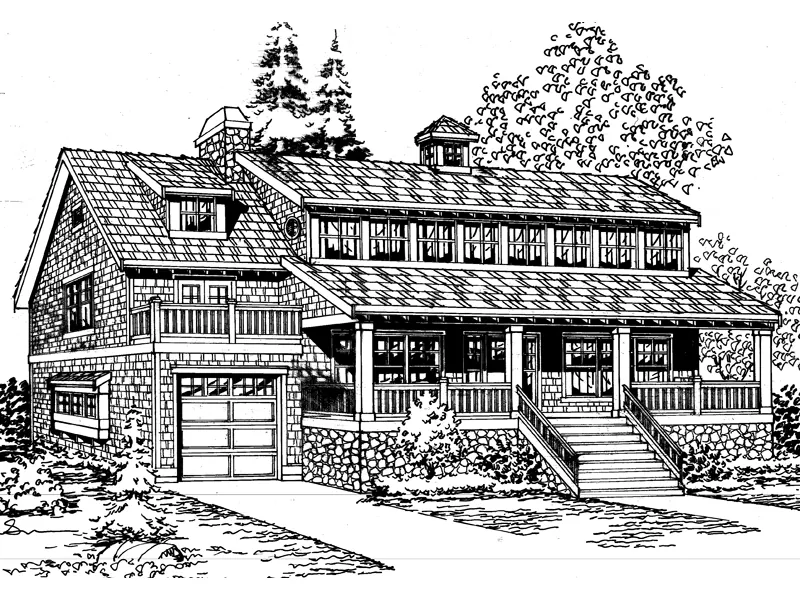 Shingle Bungalow Style Two-Story House