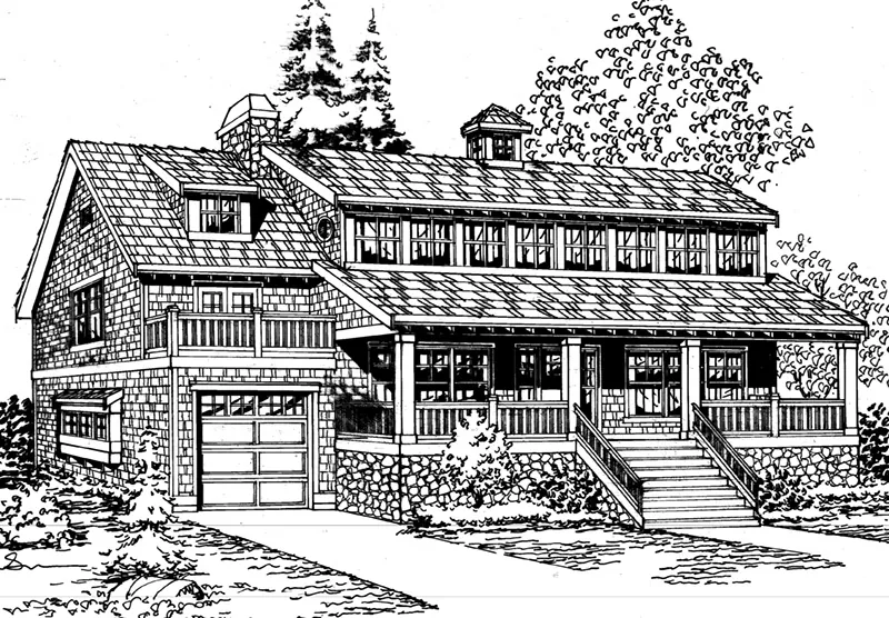 Country House Plan Front Image of House - Mayes Hill Shingle Style Home 071D-0048 - Shop House Plans and More