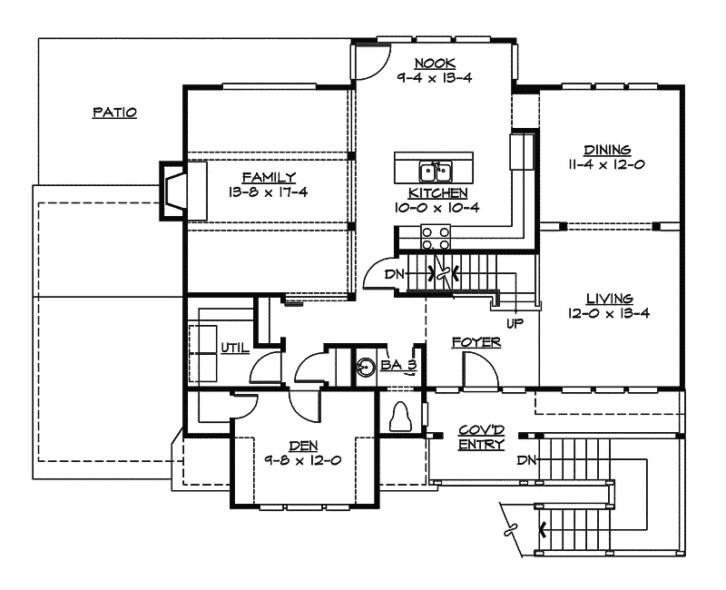 Lowcountry House Plan First Floor - Gardenway Craftsman Home 071D-0074 - Search House Plans and More