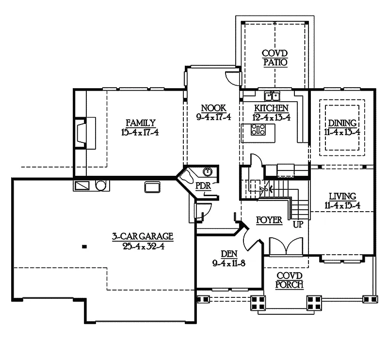 Traditional House Plan First Floor - Fieldcrest Arts And Crafts Home 071D-0083 - Search House Plans and More