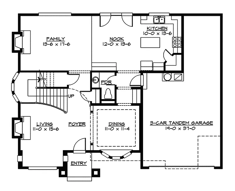 Craftsman House Plan First Floor - Augustine Woods Tudor Home 071D-0093 - Search House Plans and More