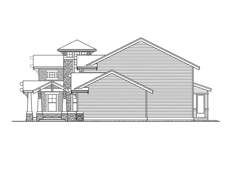 Craftsman House Plan Right Elevation - Glen Alpine Craftsman Home 071D-0106 - Search House Plans and More