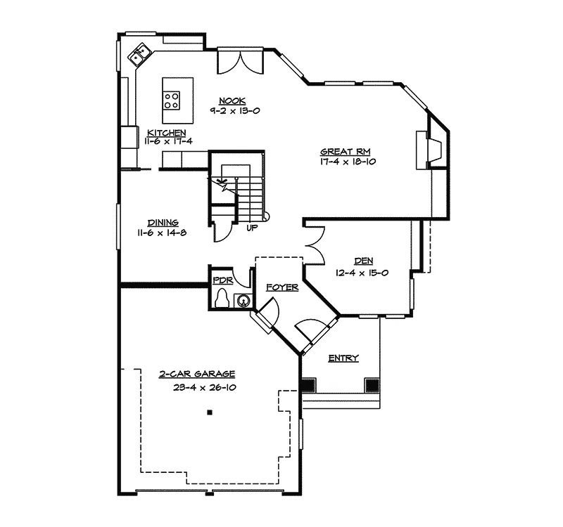 Arts & Crafts House Plan First Floor - Wealden Tudor Home 071D-0120 - Shop House Plans and More