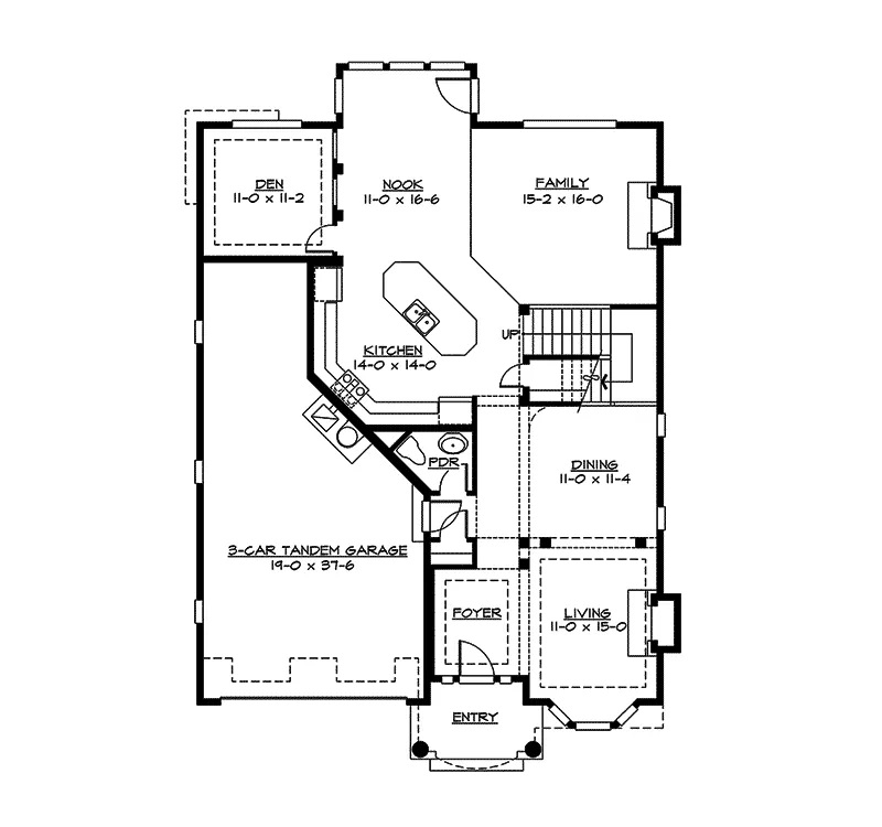 Craftsman House Plan First Floor - Cloudcroft Craftsman Home 071D-0139 - Search House Plans and More