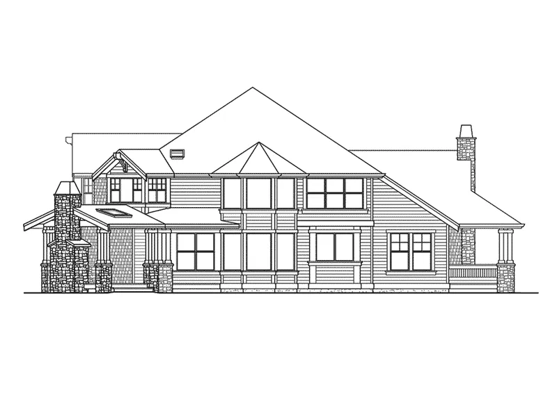 Craftsman House Plan Rear Elevation - Thistledale Farmhouse 071D-0163 - Shop House Plans and More