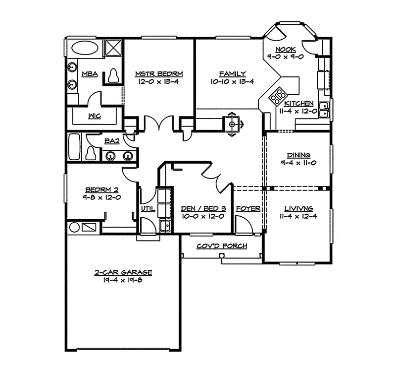 Ranch House Plan First Floor - Mountain Place Ranch Home 071D-0216 - Shop House Plans and More