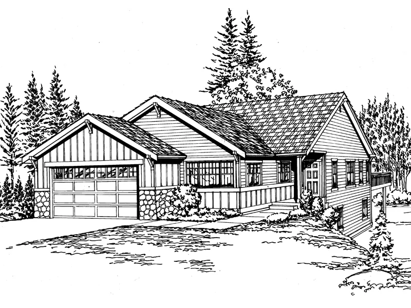 Ranch House Plan Front Image of House - Ridgepoint Rustic Ranch Home 071D-0224 - Shop House Plans and More