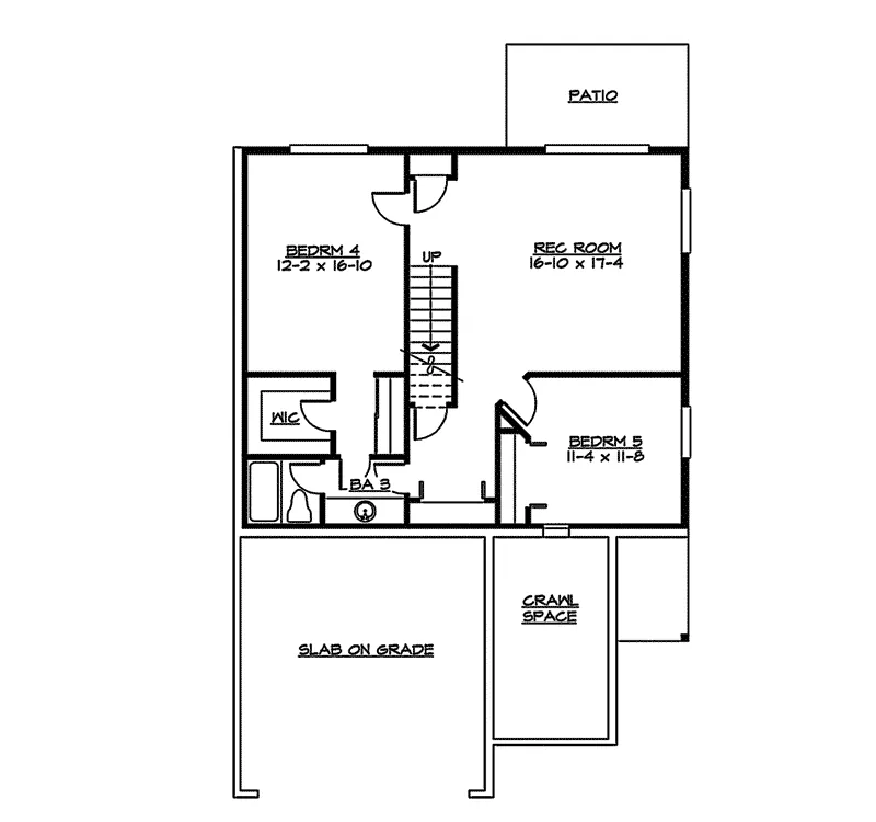 Ranch House Plan Lower Level Floor - Ridgepoint Rustic Ranch Home 071D-0224 - Shop House Plans and More