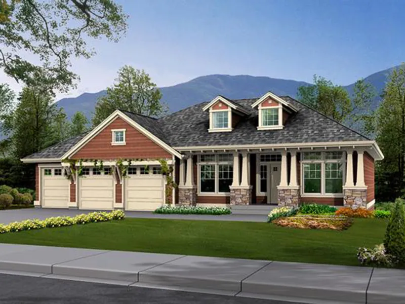 Ranch House Plan Front Photo 02 - Franklin Place Craftsman Home 071D-0225 - Search House Plans and More