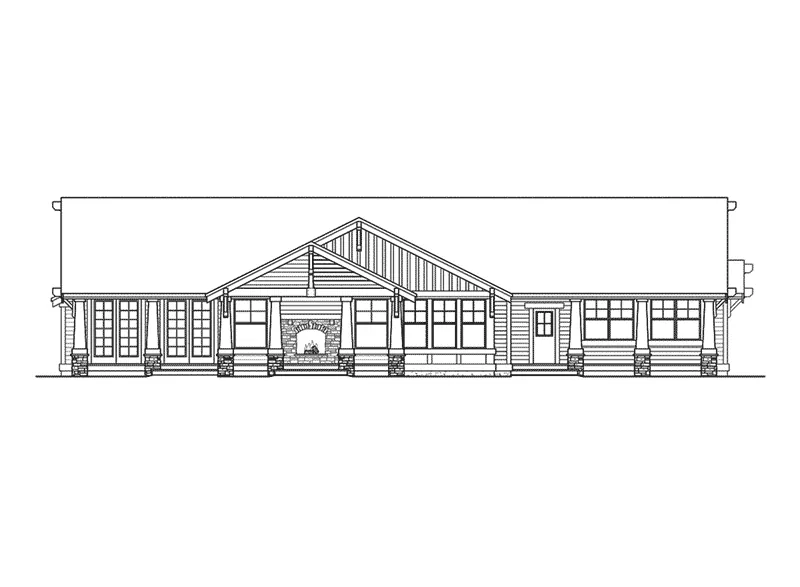 Ranch House Plan Rear Elevation - Franklin Place Craftsman Home 071D-0225 - Search House Plans and More