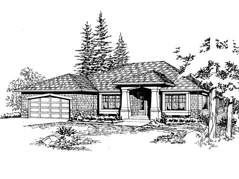 Shingle House Plan Front Image of House - Mabel Place Luxury Ranch Home 071D-0233 - Shop House Plans and More