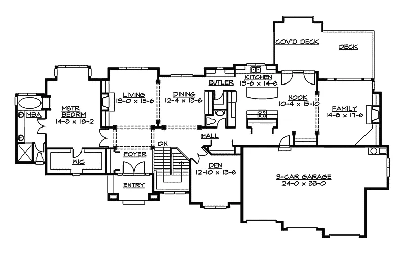 Ranch House Plan First Floor - Munhall Mill Craftsman Home 071D-0238 - Shop House Plans and More
