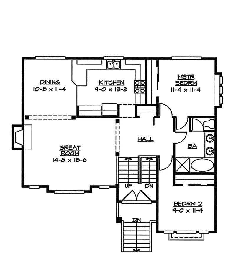 Arts & Crafts House Plan First Floor - Salem Crest Split-Level Home 071D-0240 - Shop House Plans and More