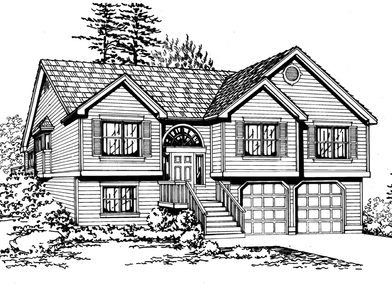 Traditional House Plan Front Image of House - Salem Hill Split-Level Home 071D-0241 - Shop House Plans and More