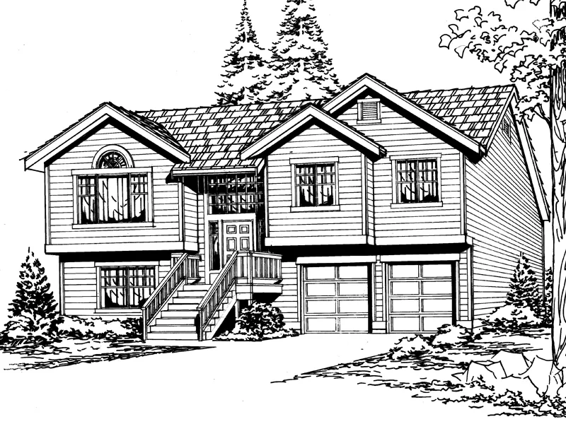 Traditional House Plan Front Image of House - Sagemeadow Split-Level Home 071D-0244 - Shop House Plans and More