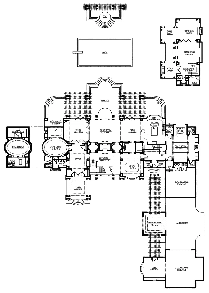 Traditional House Plan First Floor - Parktowne Luxury Home 071S-0002 - Shop House Plans and More