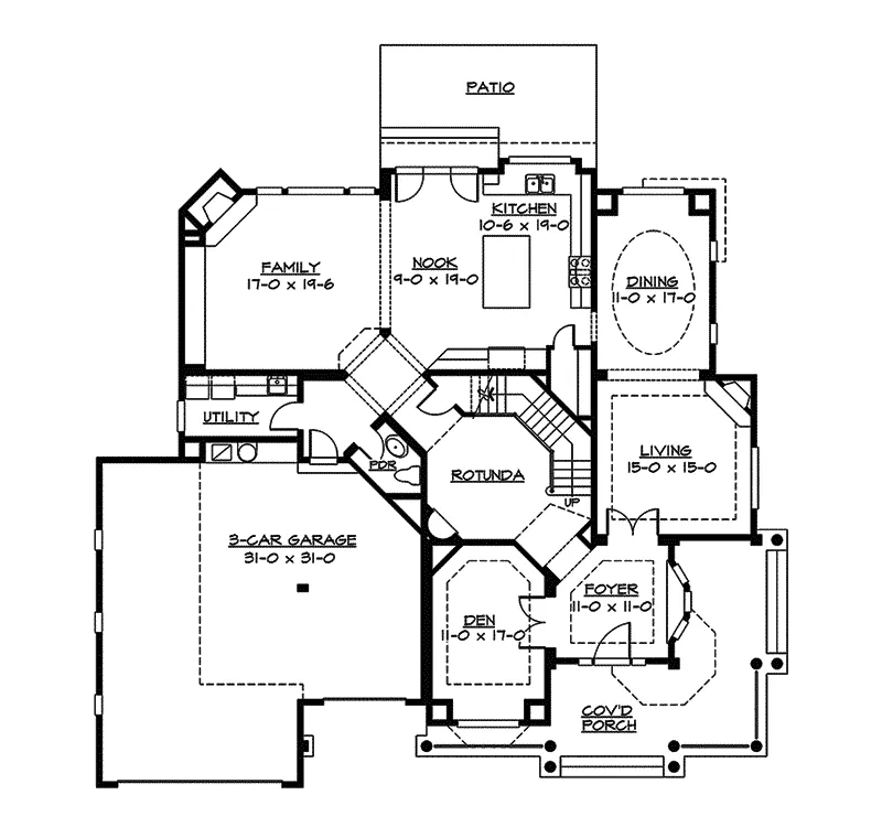 Traditional House Plan First Floor - Chambly Victorian Home 071S-0004 - Search House Plans and More