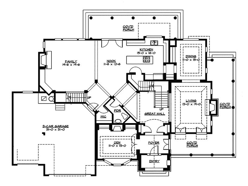 Farmhouse Plan First Floor - Shelley Place Country Farmhouse 071S-0030 - Shop House Plans and More