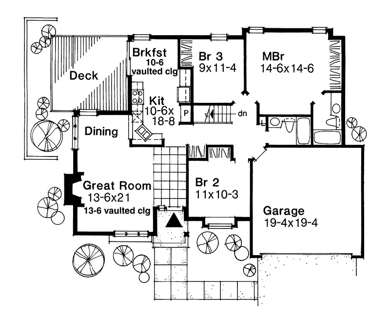 Ranch House Plan First Floor - Kalinda Cove Cottage Home 072D-0013 - Search House Plans and More