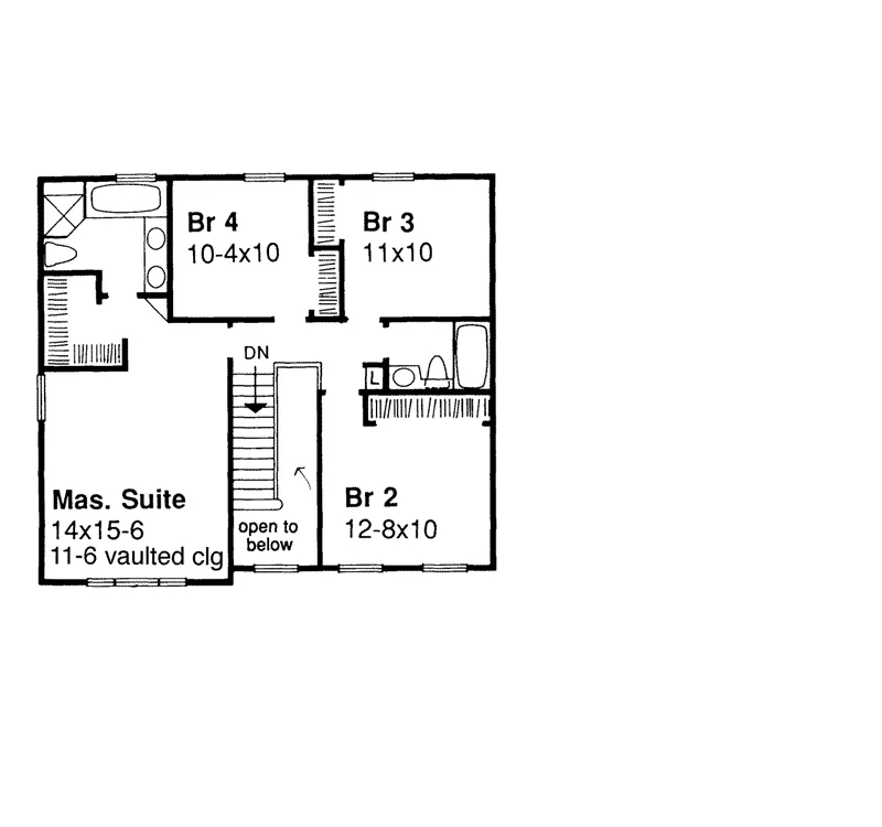 Modern House Plan Second Floor - Indiana Traditional Home 072D-0027 - Search House Plans and More