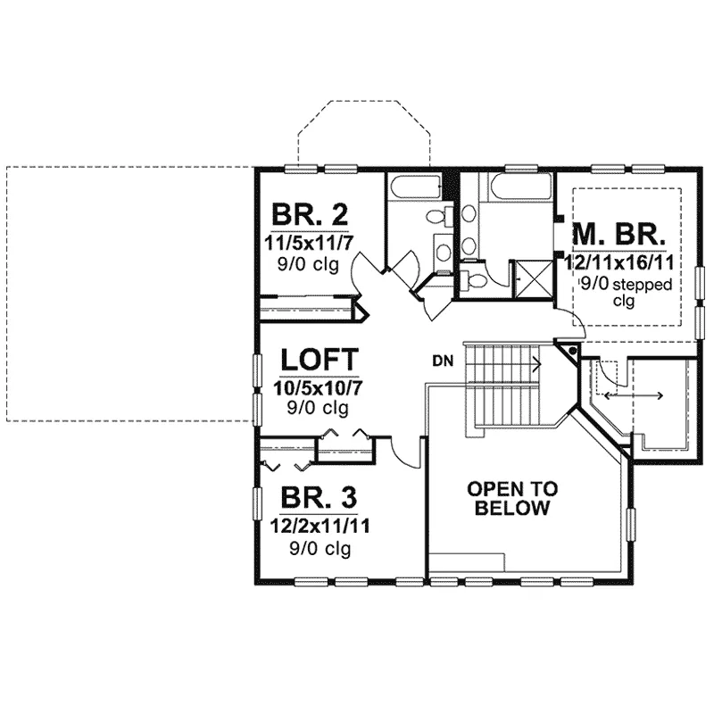 Traditional House Plan Second Floor - Levy Park Country Home 072D-0044 - Shop House Plans and More