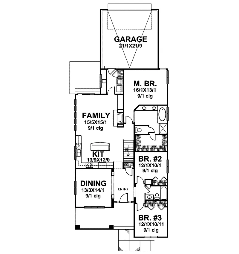 Southern House Plan First Floor - Valdamere Craftsman Ranch Home 072D-0057 - Shop House Plans and More
