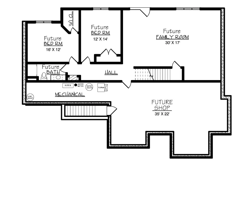 European House Plan Lower Level Floor - Donovan Heights Traditional 072D-0064 - Search House Plans and More