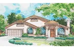 High Styled Sunbelt Home With Arched Windows & Stucco