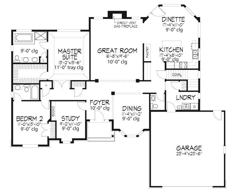 Southern House Plan First Floor - Glenaire Ranch Home 072D-0085 - Search House Plans and More